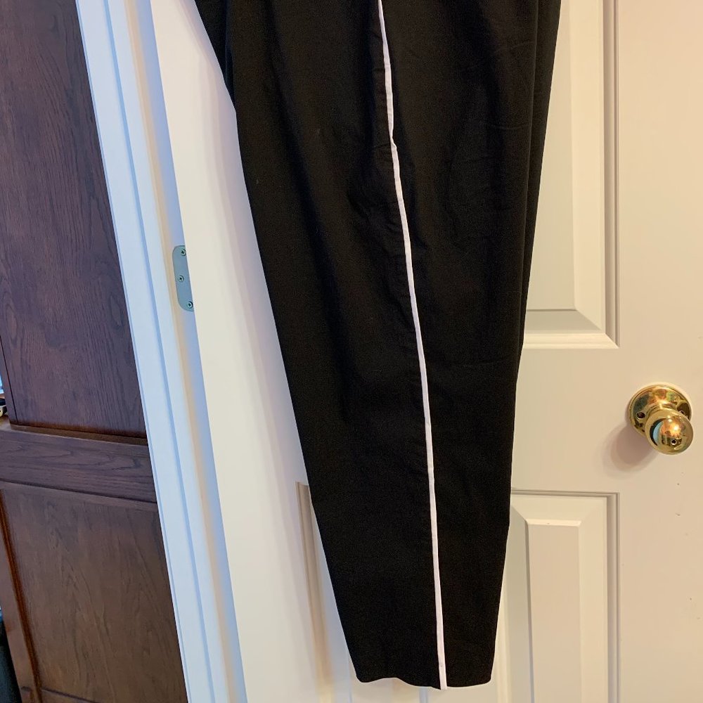 workout pants with tuxedo stripe